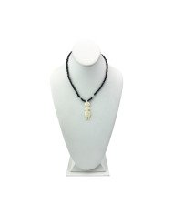 Maasai Bead White Cow Bone Pendant Necklace Display
