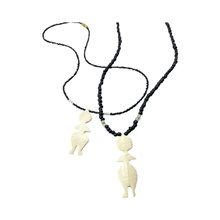 Maasai Bead White Cow Bone Pendant Necklace Variations