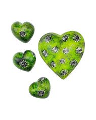 Green Handmade African Kisii Soapstone Handcarved Hearts and Bowl Set