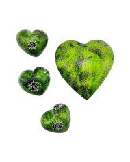 Kisii Soapstone Handcarved Hearts Set - Green