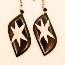 Batik Star Print Cow Bone Masai Earrings 713-87
