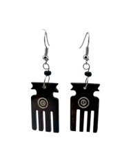 African Handmade Cow Bone Hair Pick Earrings