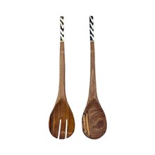 Olive Wood Salad Server With Batiked Bone