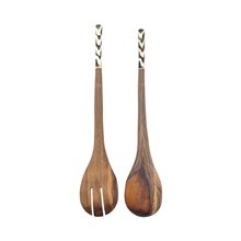 Olive Wood Salad Server With Batiked Bone