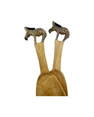 Hand Carved Zebra Wood Spoons Close