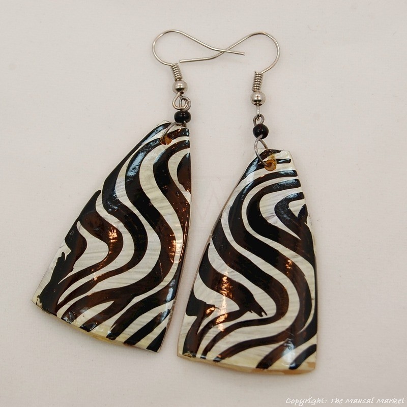 Zebra Cow Horn Earrings 323-60