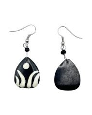 African Handmade Batik Bone Teardrop Earrings Back