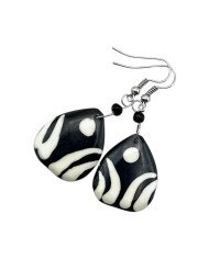African Handmade Batik Bone Teardrop Earrings Angle