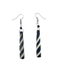 African Handmade Brown White Candy Cane Stripe Cow Bone Earrings