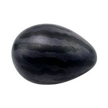 African Dark Blue Tiger Print Kisii Soapstone Easter Egg