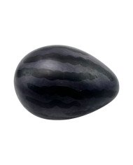 African Dark Blue Tiger Print Kisii Soapstone Easter Egg