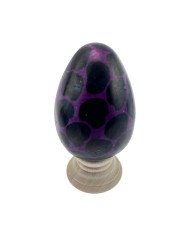 African Giraffe Spots Kisii Soapstone Egg - Purple