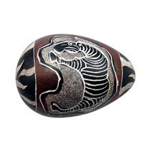 Handmade Zebra Kisii Soapstone Easter Egg