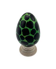 Handmade Giraffe Spots Kisii Soapstone Egg - Green