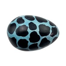 Handmade African Giraffe Spots Kisii Soapstone Egg - Light Blue