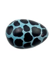 Handmade African Giraffe Spots Kisii Soapstone Egg - Light Blue