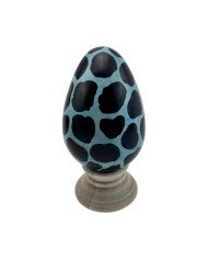 Giraffe Spots African Kisii Soapstone Egg - Light Blue