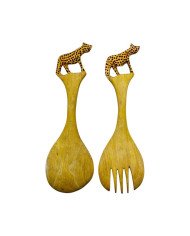 Leopard Carved Wood Spoons Back