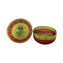 Maasai Bead Wire Jewelry Box Chartreuse Orange Lid Off