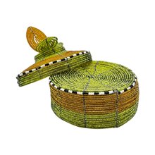 Maasai Bead Wire Jewelry Box Chartreuse Gold Upside Down