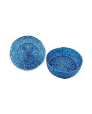 Maasai Bead Wire Jewelry Box Light Blue Lid Off