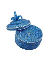 Maasai Bead Wire Jewelry Box Light Blue Upside Down