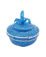 Maasai Bead Wire Jewelry Box Light Blue