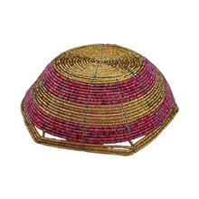 Mzuri Mini Maasai Bead Bowl Gold Pink Upside Down
