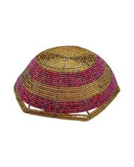 Mzuri Mini Maasai Bead Bowl Gold Pink Upside Down