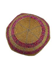 Mzuri Mini Maasai Bead Bowl Gold Pink Bottom