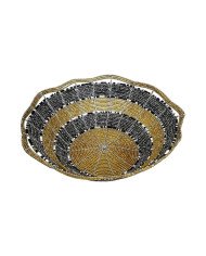 Large Maasai Bead Bowl Gold Black