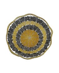 Large Maasai Bead Bowl Gold Black Top