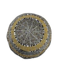 Large Maasai Bead Bowl Black Gold Bottom