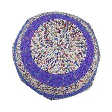 Large Maasai Bead Bowl White Multi Purple Bottom