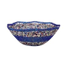 Large Maasai Bead Bowl Purple White Multi