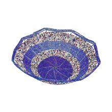 Large Maasai Bead Bowl Purple White Multi Angle