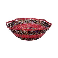 Large Maasai Bead Bowl Pink Multi Side