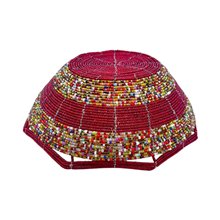 Large Maasai Bead Bowl Red Multi Upside Down