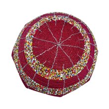 Large Maasai Bead Bowl Red Multi Bottom