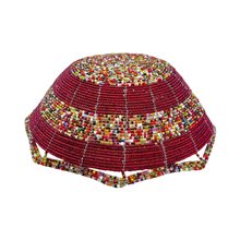 Large Maasai Bead Bowl Multi Red Upside Down