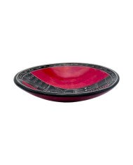 Red Handmade African Kisii Soapstone Geo Dish Side