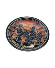 Handmade African Village Women Sunset Kisii Soapstone Dish Angle