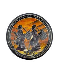 Handmade African Village Women Orange Sunset Kisii Soapstone Dish