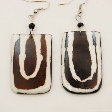 Mudcloth Print Bone Dangle Earrings 720-100