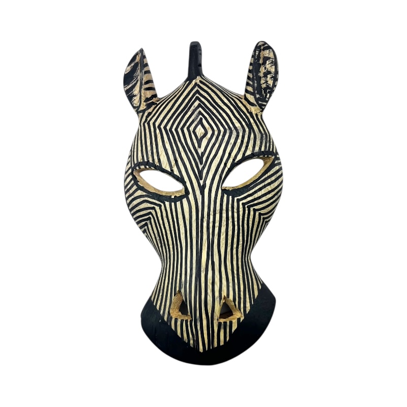 Handmade African Zebra Wood Carved Mask
