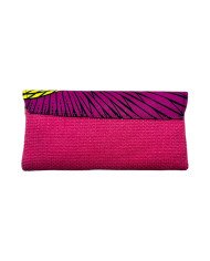 African Handmade Clutch Purse Pink Yellow Back