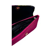 African Handmade Clutch Purse Pink Yellow Open