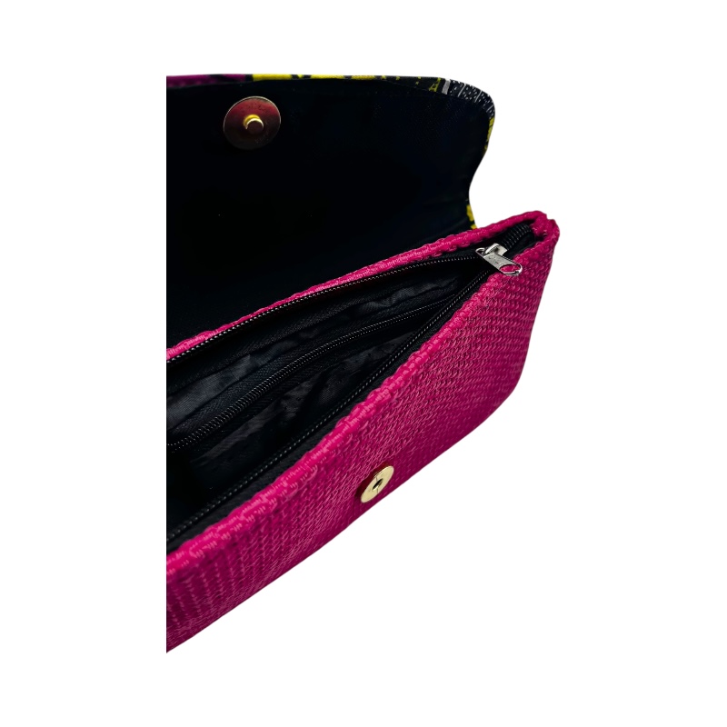 African Handmade Clutch Purse Pink Yellow