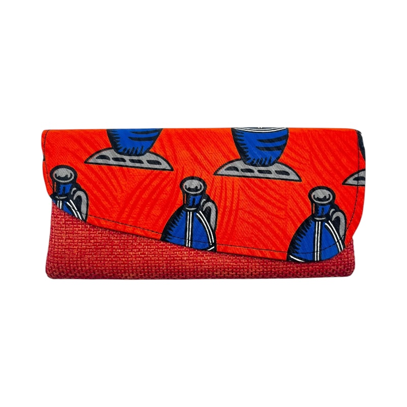 African Handmade Clutch Purse Orange Pots African Handmade Clutch Purse Orange Pots