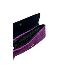 African Handmade Clutch Purse Fuschia Open